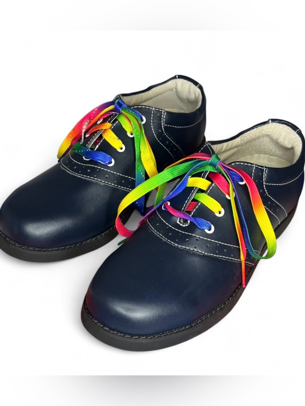 Women’s Academie Gear Non Marking Sole Navy Blue Leather Rainbow Lace Up Shoes
